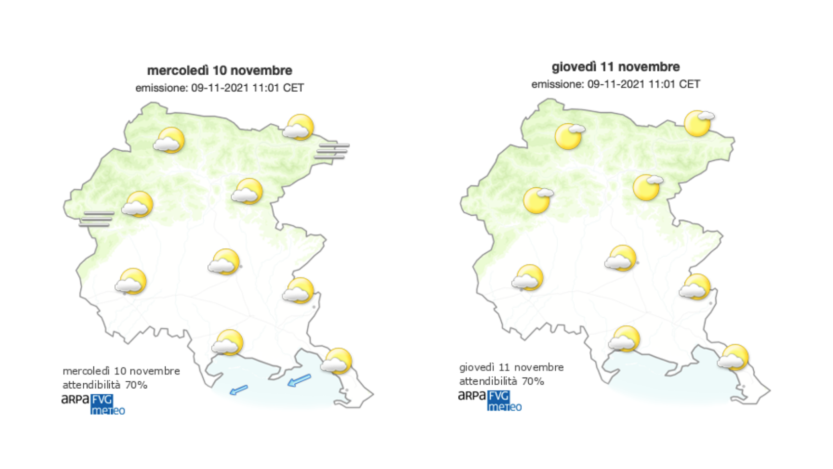 Meteo, cielo sereno sul Fvg con ancora Bora sulla costa